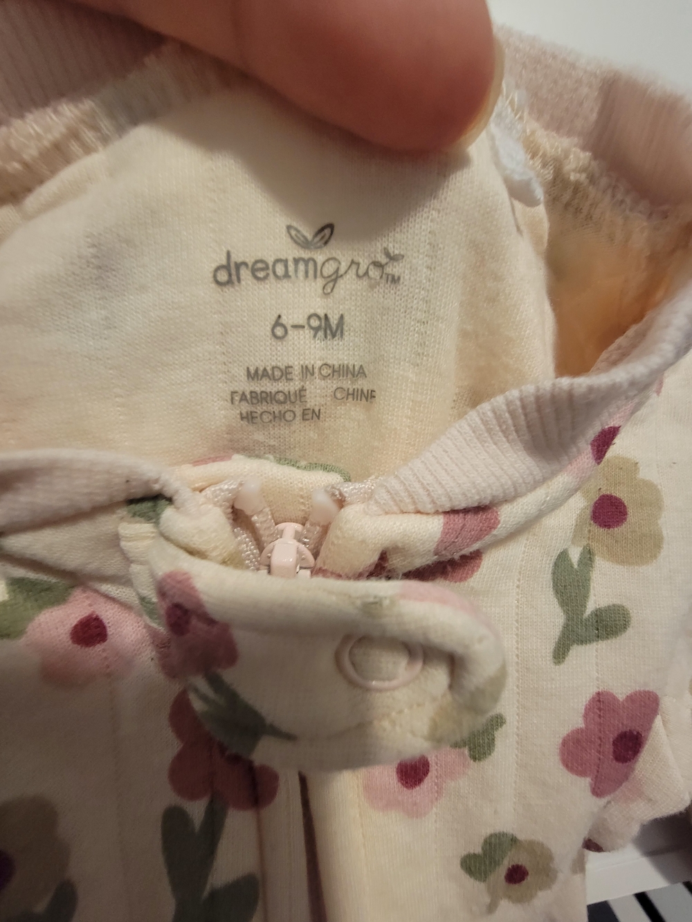 Dreamgirl Cream Floral Footie with Pink & Green Accents